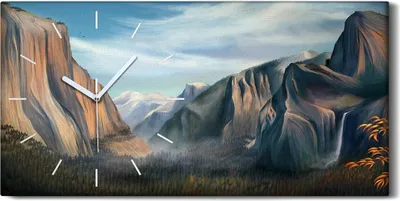Produktbild von Wanduhr Leinwand Bild Uhr Geräuschlos 60x30 Berge Herbst Nebel Himmel - weiße Hände