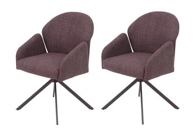 Produktbild von Hela Tische, 2er Set Esszimmerstuhl Armlehnstuhl Holly 360° drehbar, Bezug Webstoff Wildberry, Ovalrohr-Metallgestell Wildberry, KOMFORT-RÜCKEN swing back, 120kg belastbar