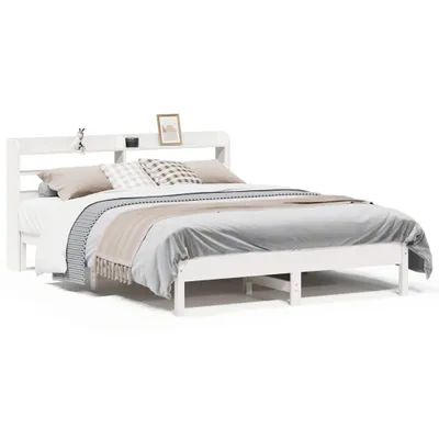 Produktbild von vidaXL Massivholzbett ohne Matratze Weiß 135x190 cm Kiefernholz