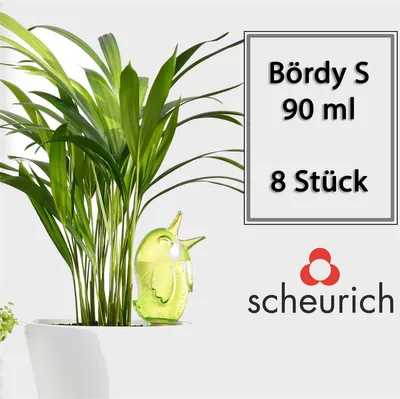 Produktbild von Scheurich Wasserspender Bördy S | 8 x Grün | 90ml Füllmenge | Bewässerungskugeln klein mit Ton Fuß | Wasserspender Pflanzen und Blumen Terrakotta Stiel