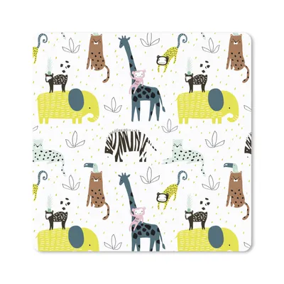Produktbild von MuchoWow® Mauspad Mousepad Dschungel - Giraffe - Affe 30x30 cm - Mousepads - Maus Mat - Pad - Mausunterlage - Gaming