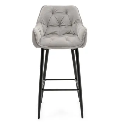 Produktbild von NEW HOME Barhocker SIENA gepolsterter für Wohnzimmer Esszimmer Glamour - hellgrau - moderne Samt Velours Möbel