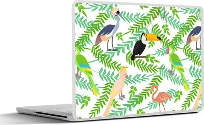 Produktbild von MuchoWow® Laptop Aufkleber Sticker Cover Dschungel - Vogel - Muster 40x30 cm - Laptop Dekoration - Selbstklebend