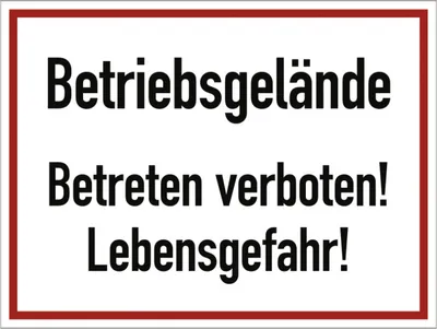 Produktbild von Dreifke® Betriebsgelände Betreten verboten! Lebensgefahr!, Alu, 400x300 mm