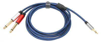 Zdjęcie produktu dla Kabel rozgałęźny stereo 3,5 mm na 2 x 6,35 mm, pozłacana wtyczka mono, audio do kamperów