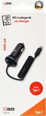 Produktbild von 2GO Kfz-Ladegerät 12V/24V - schwarz USB Type-C 3.1 3000mA