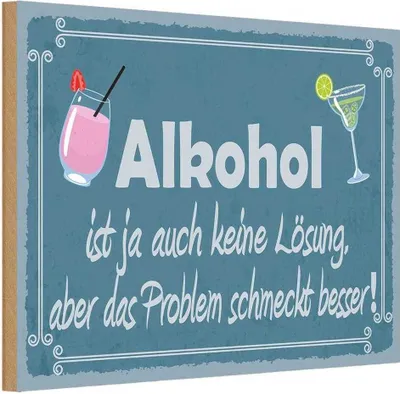 Produktbild von vianmo Holzschild 20x30 cm Alkohol ist ja auch keine Lösung