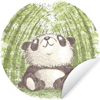 Produktbild von MuchoWow® Runde Wandtattoo - Wandsticker Tapete Aufkleber Bambus - Panda - Wald Ø 80 cm Selbstklebend und Repositionierbar - Wandaufkleber - Kreis - Mauerkreis - Wand Bilder - Wandsticker - Wohnzimmer Dekoration - Dekoration für die Wände - Aluminium - Babyzimmer