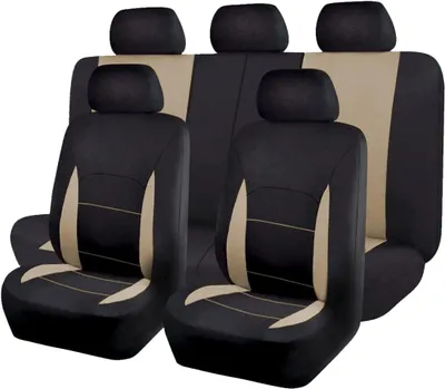 Produktbild von Autositzbezüge Set, universell, atmungsaktiv Mesh, schwarz beige, für Auto