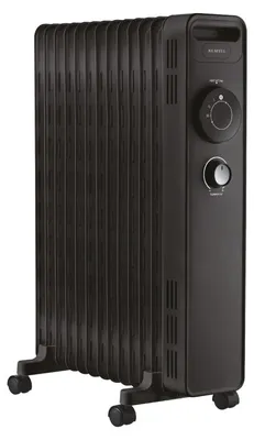 Obrázek produktu pro Olejový radiátor KUMTEL KUM-1240S, 2500W, 13 žebříků, 3 stupně, Regulovatelný termostat, Kolečka, Černý