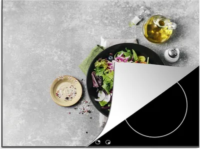 Produktbild von KitchenYeah© Herdabdeckplatte Eine Schüssel mit frischem Salat , 70x52cm, Küche Deko, Glaskeramikkochfeld Herdabdeckung, Abdeckplatte fùr Kochfeld
