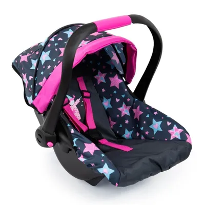 Productafbeelding van Bayer Design 67906AA Autostoeltje voor poppen, EasyGo, accessoire voor poppen, geschikt voor kinderwagens van het type Vario, met bekleding, zwart, met elfjesprint, 46 cm