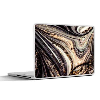 Produktbild von MuchoWow® Laptop Aufkleber Sticker Cover Marmoroptik - Schwarz - Gold - Weiß - Glitter - Marmor 25x18 cm - Laptop-Deko