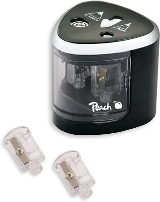 Produktbild von Peach PO102, Elektrischer Bleistiftspitzer, Schwarz, Weiß, 1,2 cm, 6 mm, Akku, AA