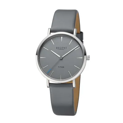 Produktbild von Regent Damen Uhr Lederarmband Leder Armbanduhr Analog dunkelgrau UR2094100