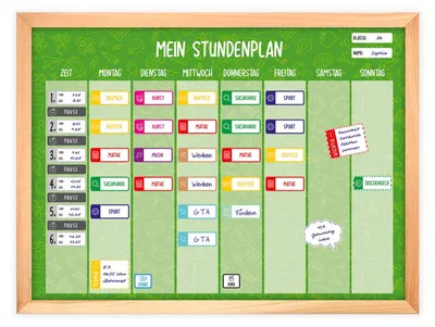 Image de Tableau d'affichage magnétique vert avec 90 aimants et un marqueur - Planificateur hebdomadaire effaçable