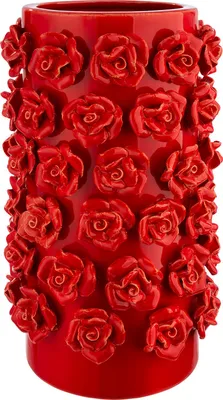 Produktbild von GILDE Vase zylindrisch Roses rot H. 30,5 cm, 61173