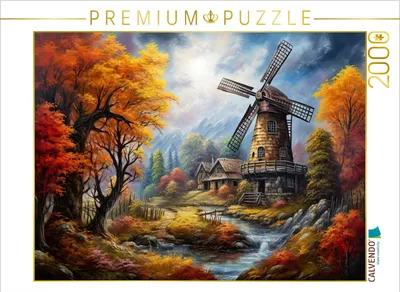 Produktbild von CALVENDO Puzzle Windmühle im Herbst | 2000 Teile Lege-Größe 90x67cm Foto-Puzzle für glückliche Stunden