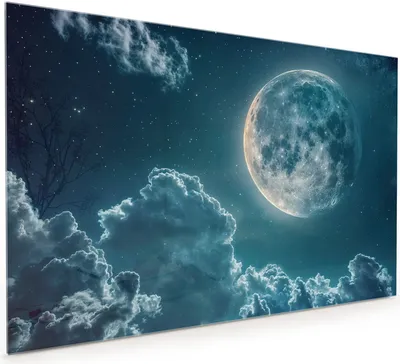 Produktbild von Küchenrückwand Spritzschutz Glas mit Motiv Mond über Wolken 40 x 40 cm