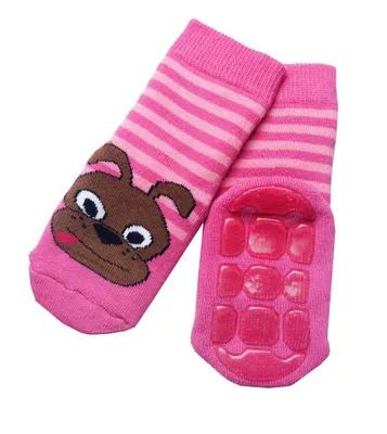 Produktbild von Kinder ABS-Socken aus Baumwolle Charly der Hund Pink Größe 23-26