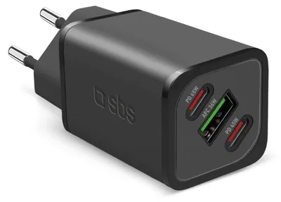 Produktbild von SBS PD Reiselader 65W 2x USB-C/1x USB GaN schwarz