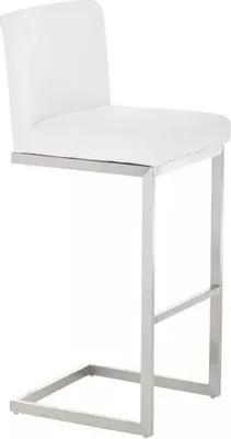 Imagen del producto de Taburete para bar interior y exterior Cortez, con respaldo, juego de 1 unidad, diseño ergonómico, ideal para cocina o cafetería, color blanco, altura del asiento: 77 cm