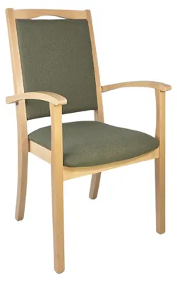 Produktbild von Alexander Hochlehner Seniorenstuhl – Ergonomischer Armlehnenstuhl für Senioren und Pflege.Stoffbezug:Stoff Kariba Grün,Bodengleiter:Kunststoff Weiss