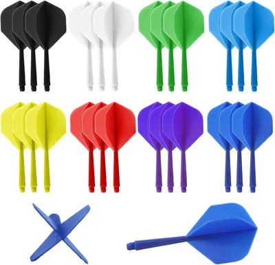 Imagen del producto de Vuelos para dardos, sistema integrado, 24 unidades, 8 colores, para jugar dardos