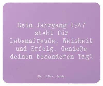 Produktbild von Mr. & Mrs. Panda Mousepad Spruch 1967 Geburtstag - Lavendeltraum - Geschenk, Erinnerungen, mauspad laptop, Glückwunsch, Glücksmomente, Geburtsjahr, Happy Birthday, Alter