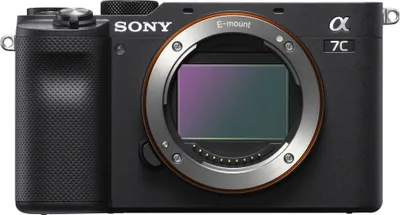 A studio shot of a Sony Alpha 7C camera body.
