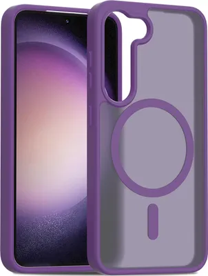 Immagine prodotto di Custodia magnetica per Samsung Galaxy S23, compatibile con MagSafe, retro trasparente opaco, antiurto Viola