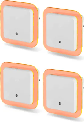 Produktbild von LED Nachtlicht Bernsteinweißes Licht 2er-Set (1500-1800K) 4 Stk. Eckig mit 2 USB Anschlüssen