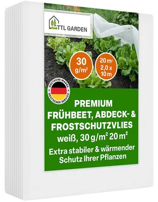 Produktbild von TTL GARDEN Frühbeetvlies 20m² 2x10m – 30g/m² Frostschutzvlies weiß