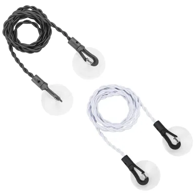 2er-Set einziehbare Wäscheleinen, 250 cm, mit Saugnäpfen, schwarz