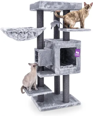 Produktbild von Katzenkratzbaum - Kratzbaum - Kratzbaumstange - Katzenmöbel - Kratzmöbel - Grau - 134 cm hoch