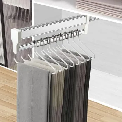 Produktbild von Ausziehbare Kleiderstange zum Herausziehen der Kleiderbügel Verstellbarer Kleiderschrank Teleskopstange Kleiderstange 347mm Weiß