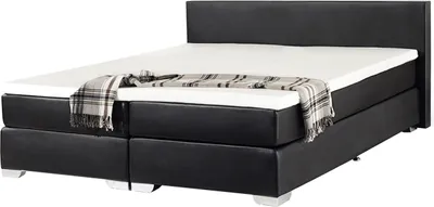 Obrázek produktu pro BELIANI Pružinová postel černá kožená 180 x 200 cm moderní ložnice