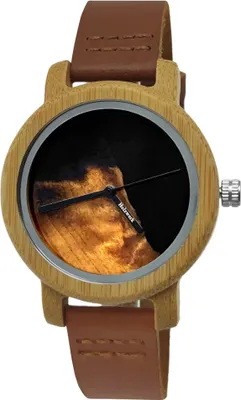 Produktbild von Holzwerk GARBSEN kleine Damen Leder & Holz Uhr mit Epoxidharz in braun & schwarz