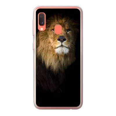 Produktbild von MuchoWow® Handyhülle Schutzhülle Hülle für Samsung Galaxy A20e Löwe - Licht - Schwarz - Porträt Silikon Softcase Handy Hülle - Abdeckung