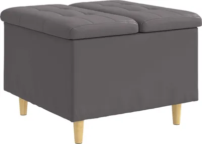 Obrázek produktu pro vidaXL Úložný box/puf šedý, 60 x 60 x 45 cm, umělá kůže