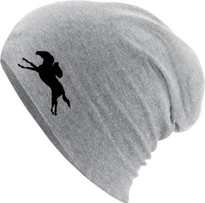 Produktbild von Huuraa Beanie Pferderennen Silhouette Heather Grey One Size Baumwolle und Elasthan Mütze Geschenkidee