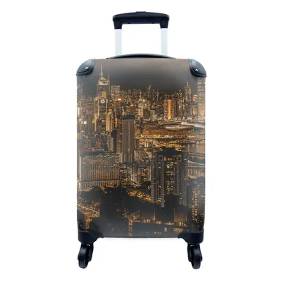 Produktbild von MuchoWow® Koffer Handgepäck Trolley Rollkoffer Kleine Reisekoffer mit 4 Rollen - Gold - Stadt - Gebäude - Cabin Size < 55x40x23 cm & 55x40x20 cm - Fotokoffer - Kabinenkoffer - Boardgepäck - Reise-Box - Reisekoffer - Reisegepäck - Koffer mit Bild - Trolley für Kinder