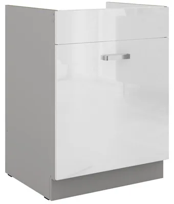 Obrázek produktu pro Dolní skříňka na dřez ULLERIKE - šířka 60 cm, šedá / bílá lesklá