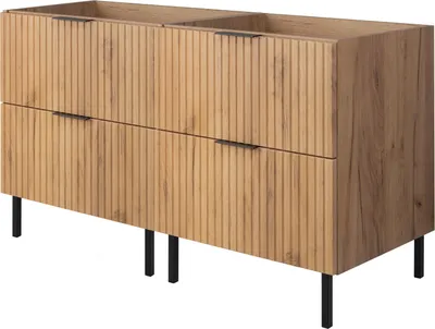 Produktbild von Badezimmerschrank, Eiche Craft + schwarzer Griff, 120 x 77 x 46 cm