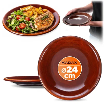 Obrázok produktu pre KADAX "Olympia" tanier, tanier z hliny s keramickým povrchom, servírovací tanier, tanier na večeru, hnedý, 24 cm, 2 ks