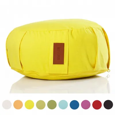Produktbild von GORILLA SPORTS® Yogakissen rund Ø 30 x 18 cm – Meditationskissen mit Dinkelfüllung & Baumwollbezug – Sitzkissen Yoga – Waschbar mit Griff