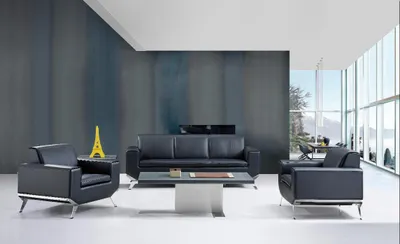 Productafbeelding van Kunstleren fauteuil in zwart, modern design, elegante en comfortabele zitervaring