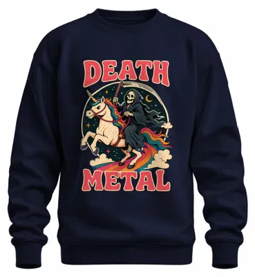 Obrázok produktu pre Tričko s potlačou "Death Metal Reaper Einhorn Regenbogen Statement", sarkastický motív, modrá farba, veľkosť XXL