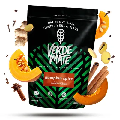 Produktbild von Verde Mate - Pumpkin Spice Tostada 400g - Gerösteter Yerba Mate -Perfekt als Mate de Leche mit Milch - Herbstlicher Gewürztee - Brasilien
