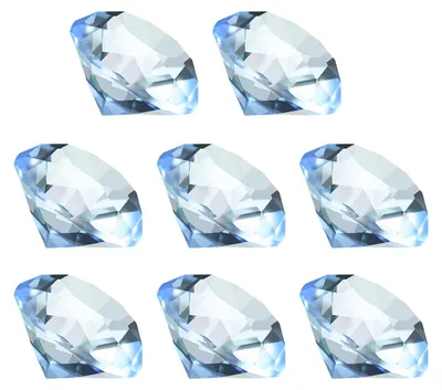 8 Diamantkristall-Briefbeschwerer, 30 mm, hellblau, Titan-Kristall